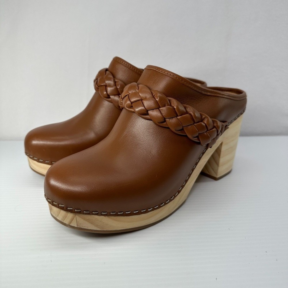 Dolce Vita Brown Braided Leather Clogs - Picture 2 of 9